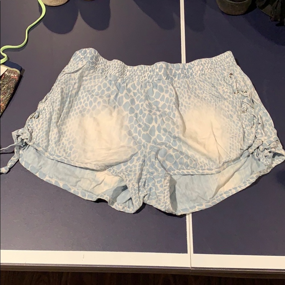 denim leopard shorts